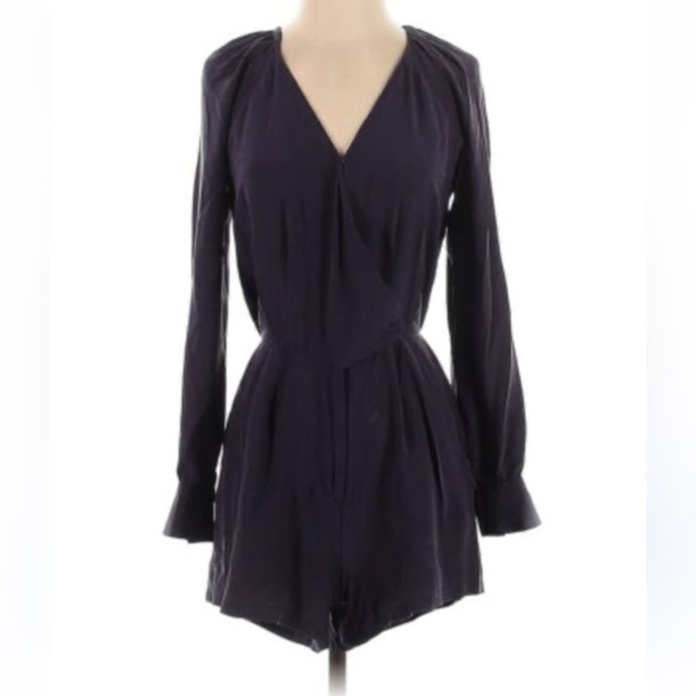 Black 100% silk Rory Beca long sleeve romper